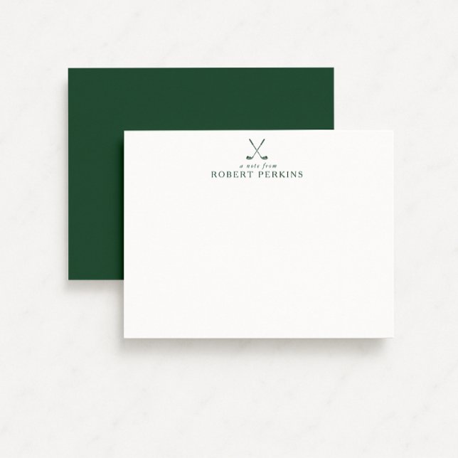 Convites Minimalist Golf Green Stationery Note Card (Criador carregado)