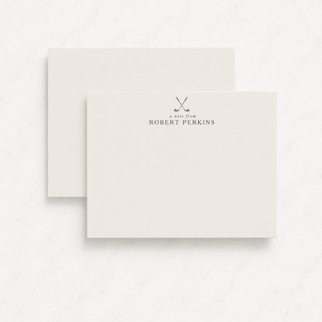 Convites Minimalist Golf logo Ivory Stationery Note Card (Criador carregado)