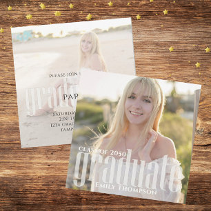 Convites Minimalist Graduate Simple Modern Two Photo