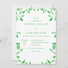 Convites Minimalist Green Botanical Wedding Invitation
