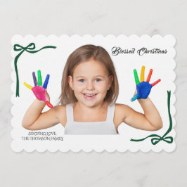 Convites Minimalist Green Bows Blessing Christmas