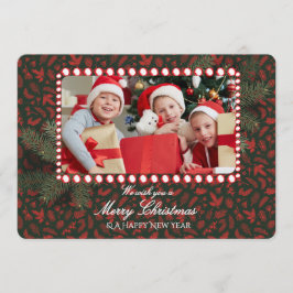 Convites Minimalist Green Gold Merry Christmas Handwriting 