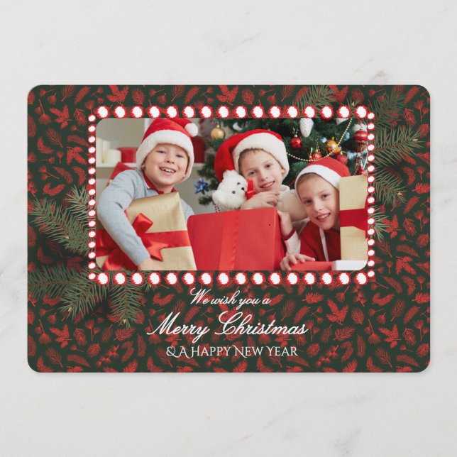 Convites Minimalist Green Gold Merry Christmas Handwriting  (Frente)