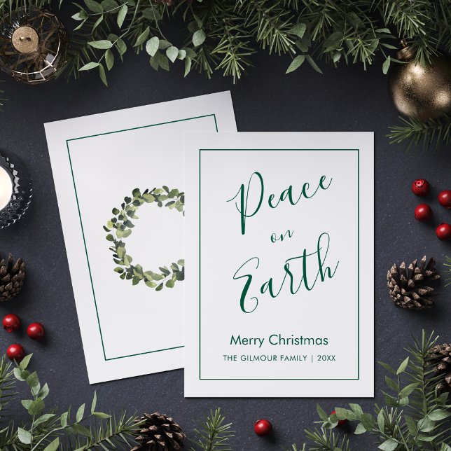 Convites Minimalist|Green Peace on Earth Christmas Card (Criador carregado)