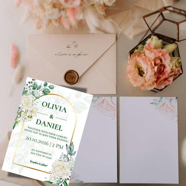 Convites Minimalist Greenery Wedding Invitation Card (Criador carregado)