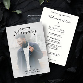 Convites Minimalist Grey Transparency Overlay Photo Funeral