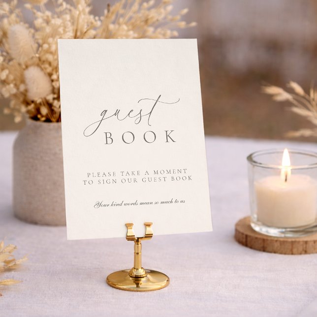 Convites Minimalist Guest Book Wedding Sign in Soft Neutral (Criador carregado)