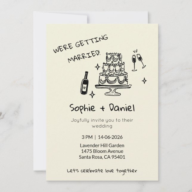 Convites Minimalist Hand-Drawn (Frente)