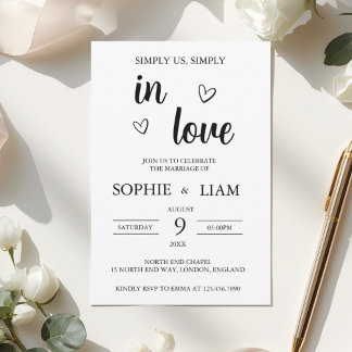 Convites Minimalist Heart Wedding Invitation