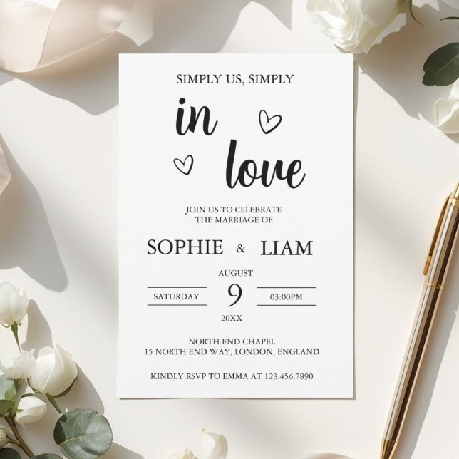 Convites Minimalist Heart Wedding Invitation (Criador carregado)