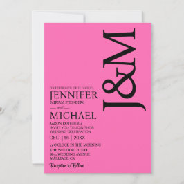 Convites Minimalist Hot PInk Magenta QR Code Wedding