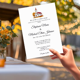 Convites Minimalist Illustration Formal Church Wedding