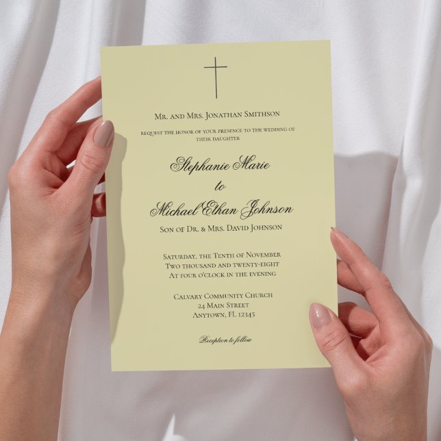 Convites MINIMALIST Island Citrus Cross Formal Wedding (MINIMALIST Island Citrus Cross Formal Wedding Invitation)