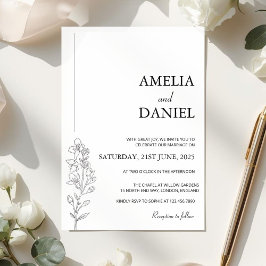 Convites Minimalist Larkspur Floral Wedding Invitation