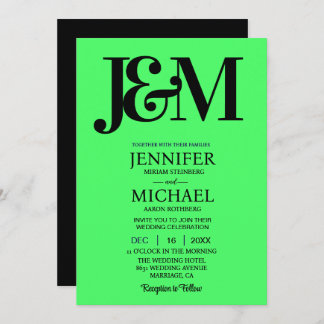 Convites Minimalist Lime Green Wedding