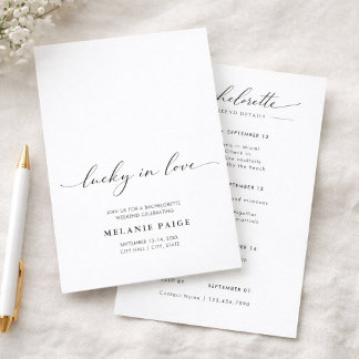 Convites Minimalist Lucky In Love Bachelorette Weekend