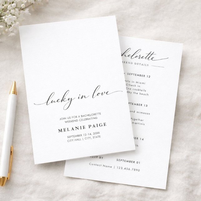 Convites Minimalist Lucky In Love Bachelorette Weekend (Criador carregado)