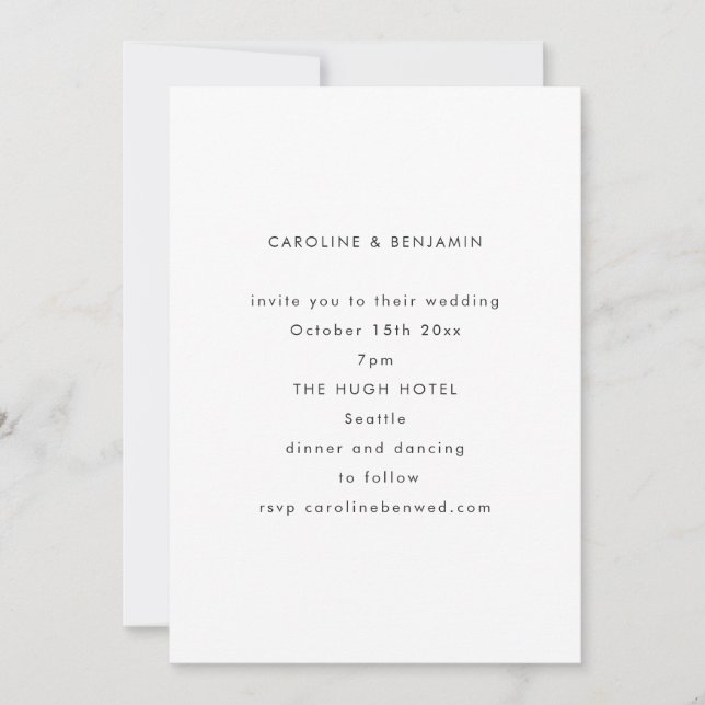 Convites Minimalist Modern Autumn Black White Wedding (Frente)