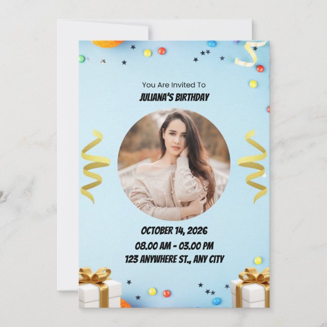 Convites Minimalist Modern Birthday Party Card (Frente)