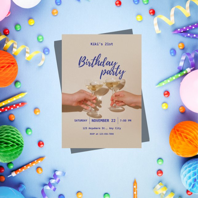 Convites Minimalist Modern Birthday Party Invitation  (Criador carregado)
