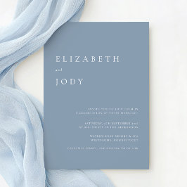 Convites Minimalist Modern Elegant Dusty Blue Wedding
