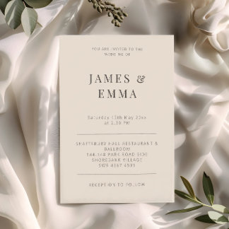 Convites Minimalist Modern Wedding Soft Latte