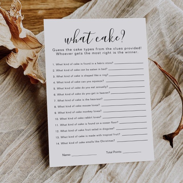 Convites Minimalist Name That Cake Bridal Shower Game  (Minimalist Name That Cake Bridal Shower Game Invitation)