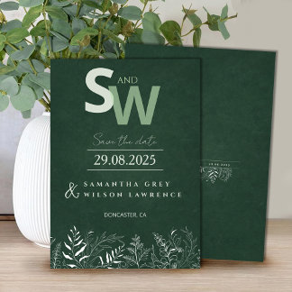 Convites Minimalist Nature-inspired Leafy Save the Date