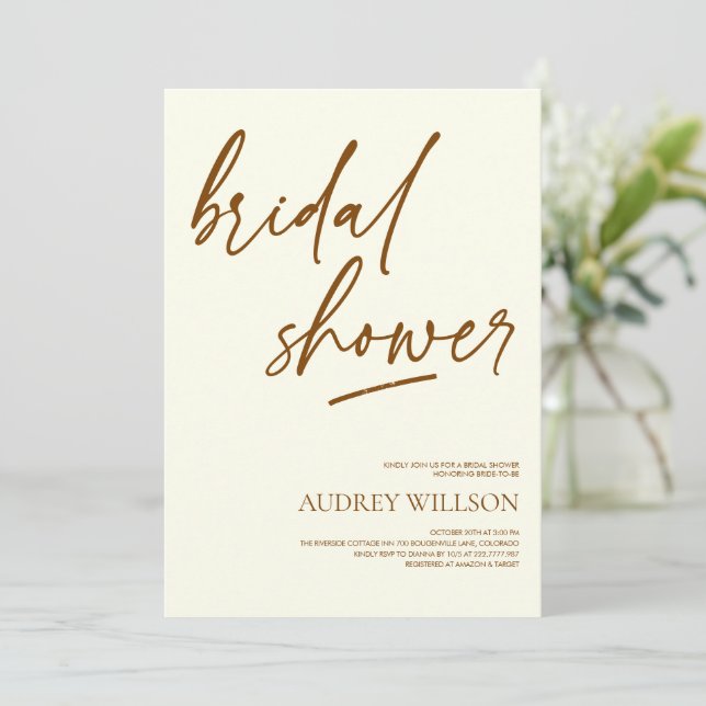 Convites Minimalist Neutral Bridal Shower Invitation (Em pé/Frente)