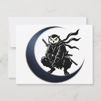 Convites Minimalist Ninja Owl Post Card