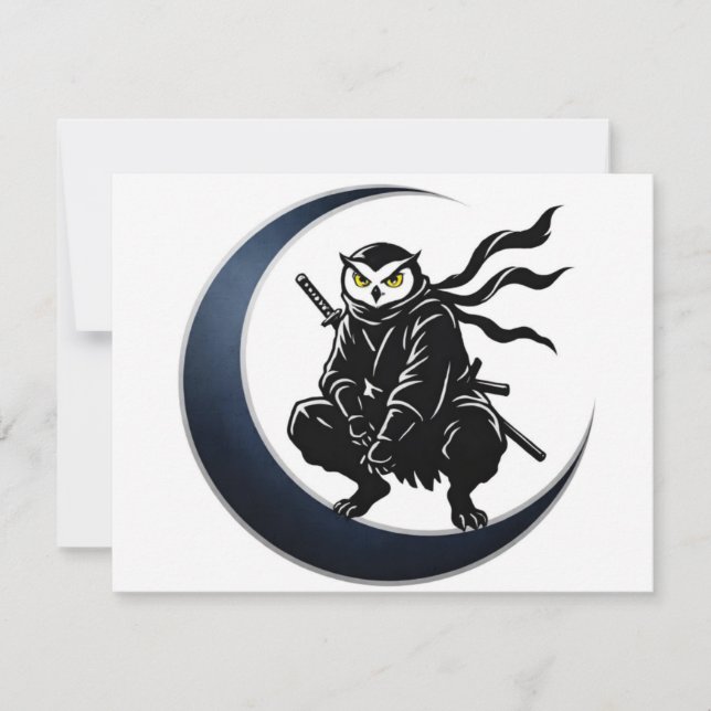 Convites Minimalist Ninja Owl Post Card (Frente)