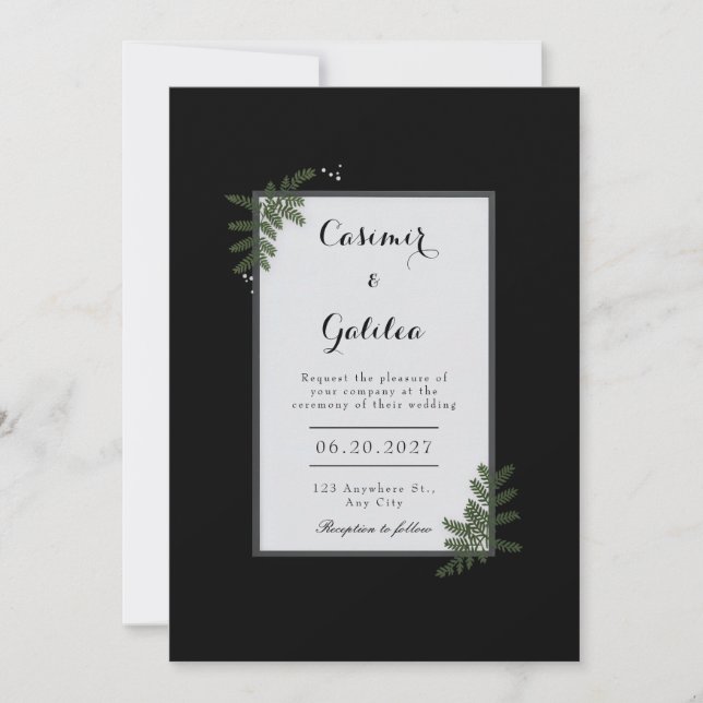 Convites Minimalist Nordic Fern Berry Wedding (Frente)