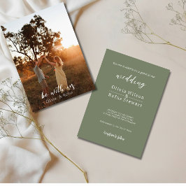 Convites Minimalist Olive Green Wedding Invitation Photo
