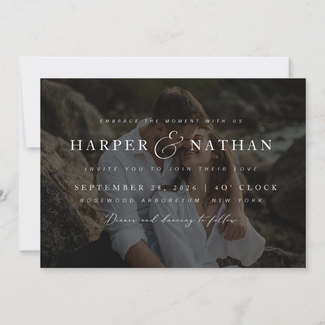 Convites Minimalist Overlay Photo QR Code Wedding (Frente)