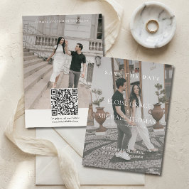 Convites Minimalist Photo Classic QR Code Save The Date 