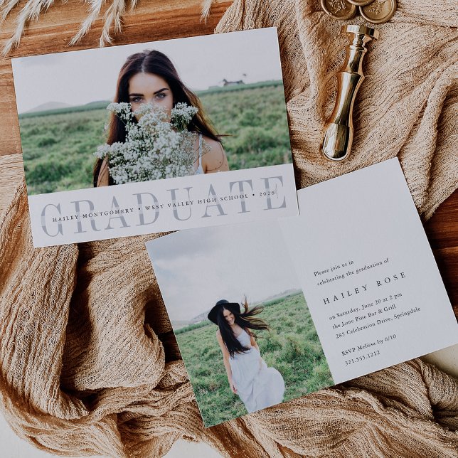 Convites Minimalist Photo Graduation Announcement & Invite (Criador carregado)