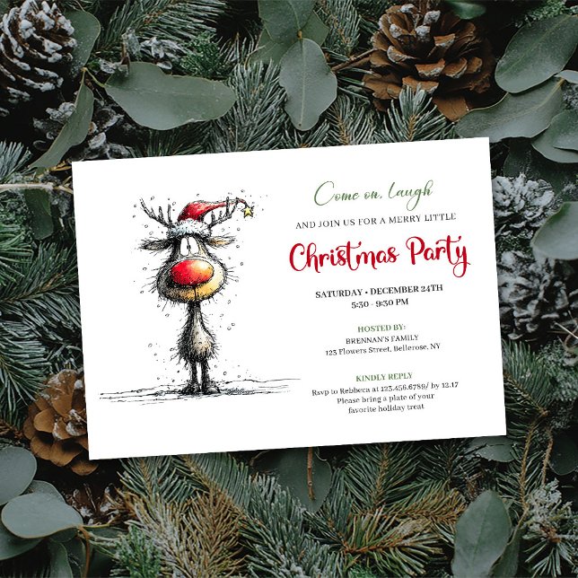 Convites Minimalist quirky reindeer holiday party invite (Minimalist quirky reindeer holiday party invite

)
