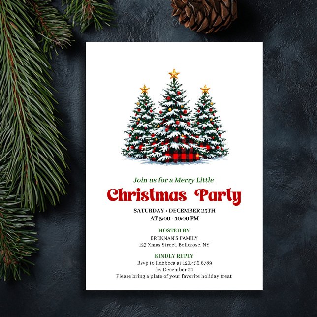 Convites Minimalist Red Black Plaid Holiday Celebration (Minimalist Red Black Plaid Holiday Celebration)