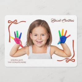 Convites Minimalist Red Bows Blessing Christmas Handwriting