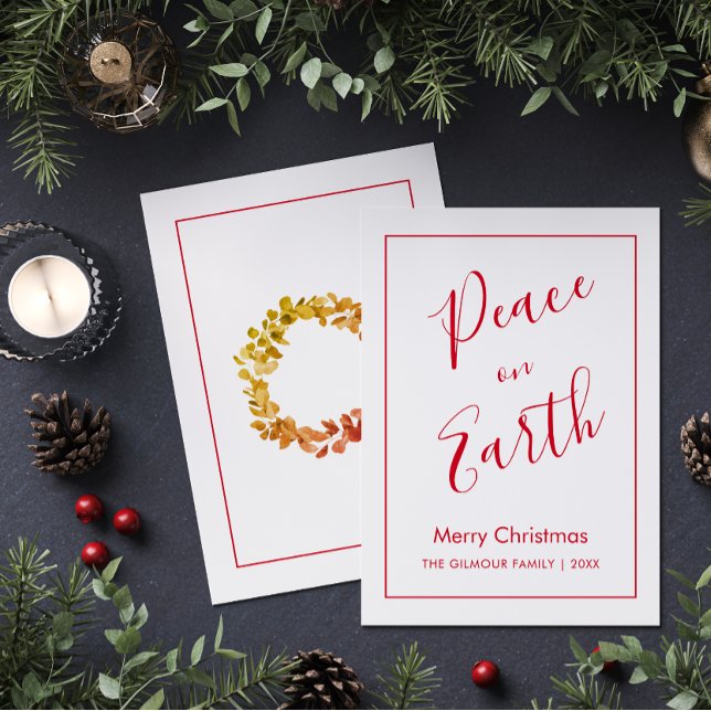 Convites Minimalist|Red Peace on Earth Christmas Card (Criador carregado)