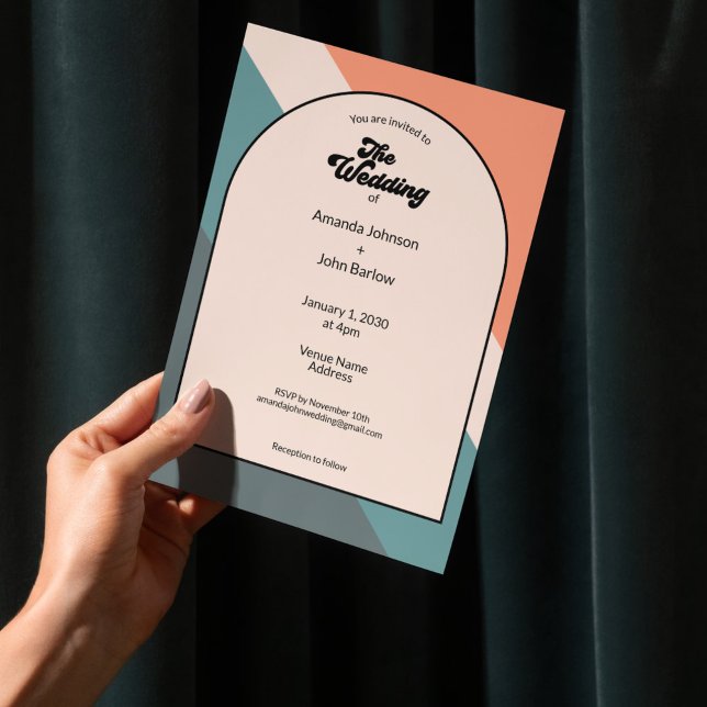 Convites Minimalist Retro Orange Geometric The Wedding Of (Criador carregado)