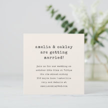 Minimalist Retro Typewriter Retro Ivory Wedding