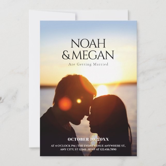 Convites Minimalist romance photo wedding (Frente)