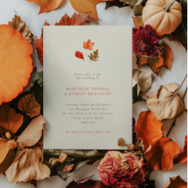 Convites Minimalist Rustic Autumn Leaves Wedding