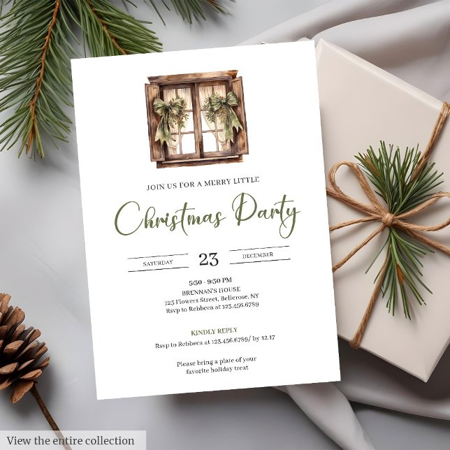 Convites Minimalist Rustic Neutral Earthy Cozy Christmas  (Minimalist Rustic Neutral Earthy Cozy Christmas Party Invite)