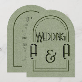 Convites Minimalist Sage Green and Black Arch Wedding