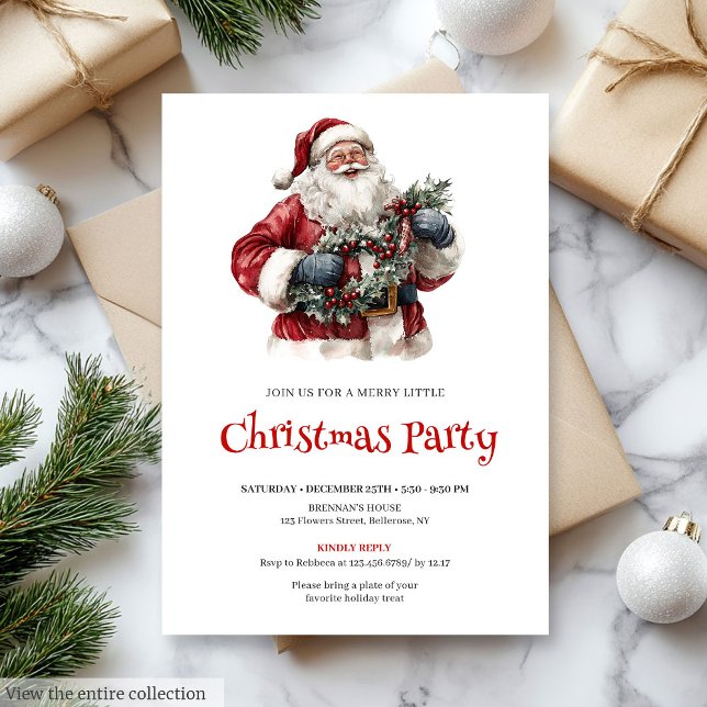 Convites Minimalist Santa Claus Custom Holiday Dinner   (Minimalist Santa Claus Custom Holiday Dinner Invitation

)