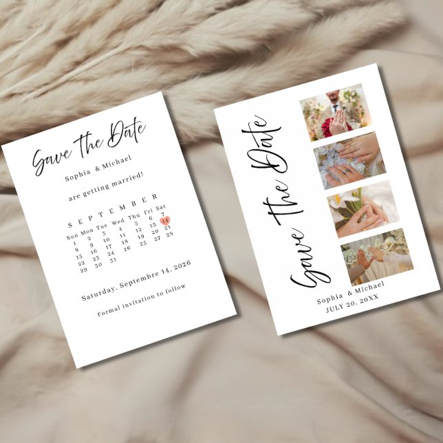 Convites  Minimalist Save The Date Wedding Card With photos (Criador carregado)