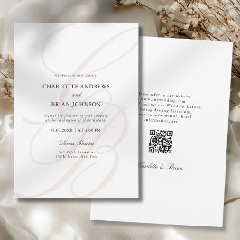 Convites Minimalist Script Font Monogram QR Code Wedding