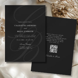 Convites Minimalist Script Font Monogram QR Code Wedding